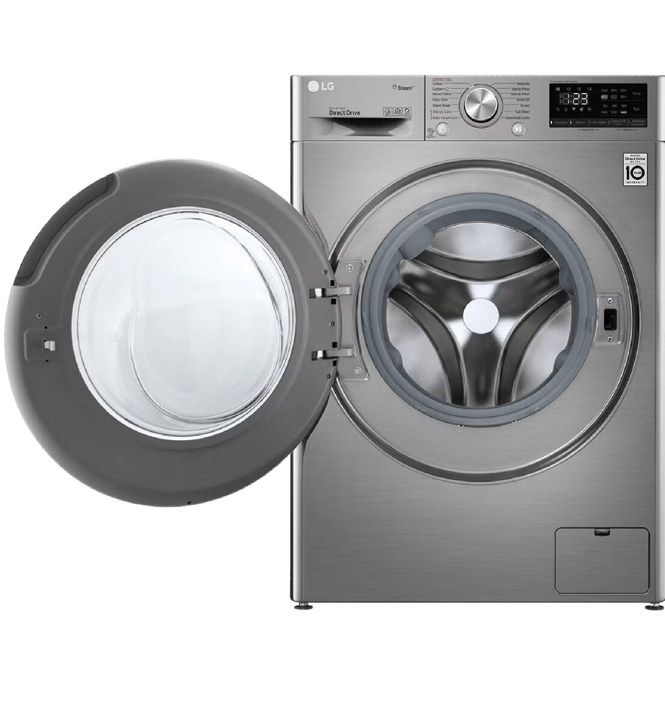 LG Vivace Washing Machine 9KG, with AI DD technology, Silver-LG ThinQ™-F4R5VYG2T